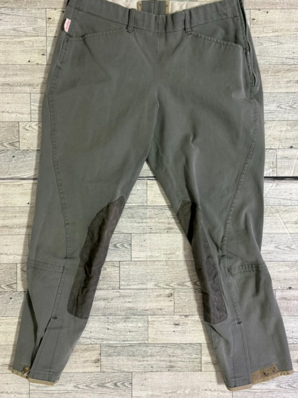 The Tailored Sportsman Grey Vintage Knee Patch Equestrian Riding Breeches 28 Mad
